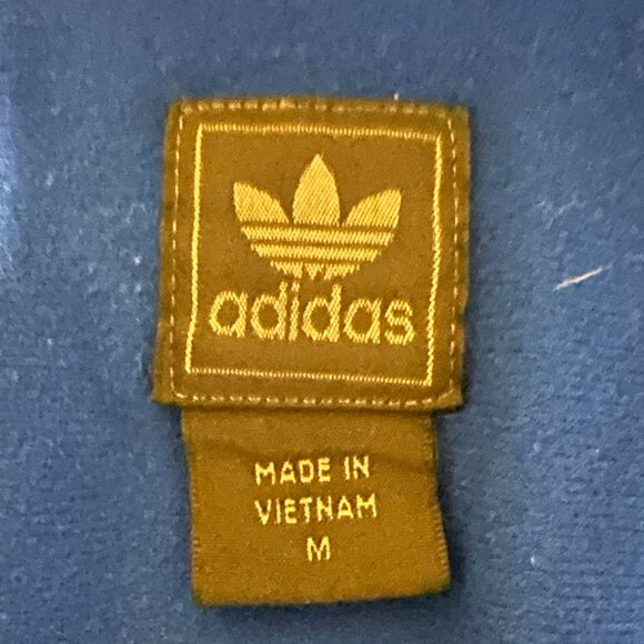 Adidas Sweat Jacket Mens Blue Medium Full Zip 3 Stripes Logo Zipper 90's - Picture 8 of 9